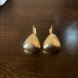 Gold Tone Pierced Ridge Earrings